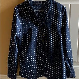 dark blue & white polka dot top from The Limited